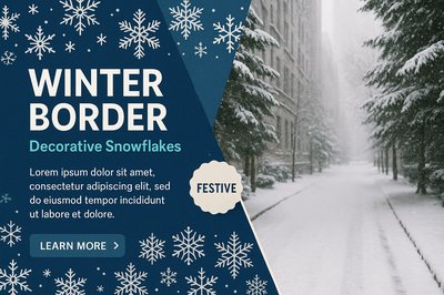 Decorative Winter Border with Snowflakes for Festive Design
