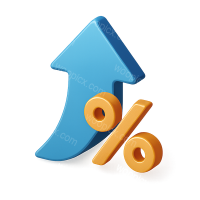 3D Arrow Symbolizing Growth with Percentages