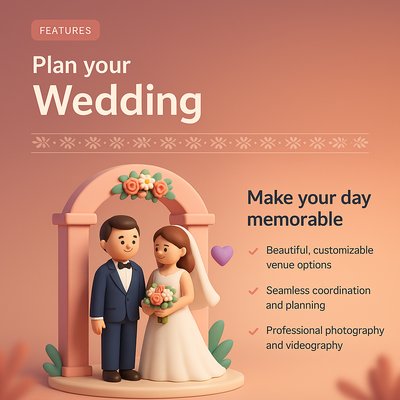 3D Wedding Landing Page Design with Features