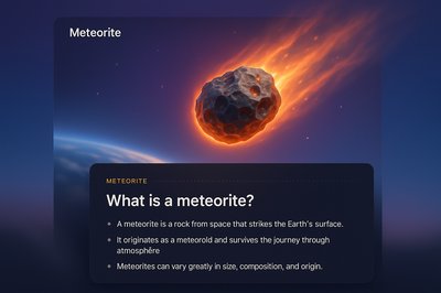 Stunning 3D Meteorite Illustration with Informative Blocks