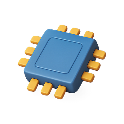 3D Render of a Microchip with Colorful Pins