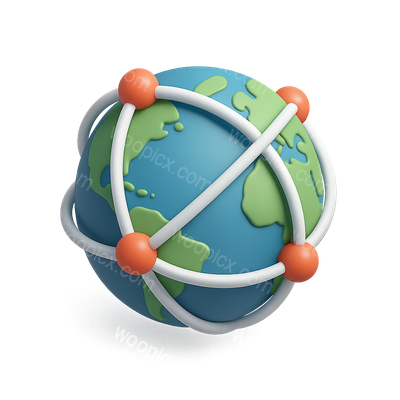 3D Icon Representing Global Connectivity and Globalization
