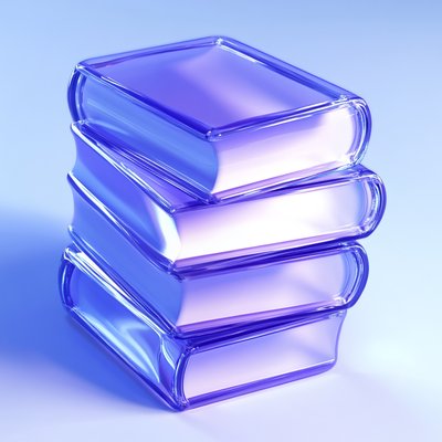 Stylized Stack of Transparent Purple Books