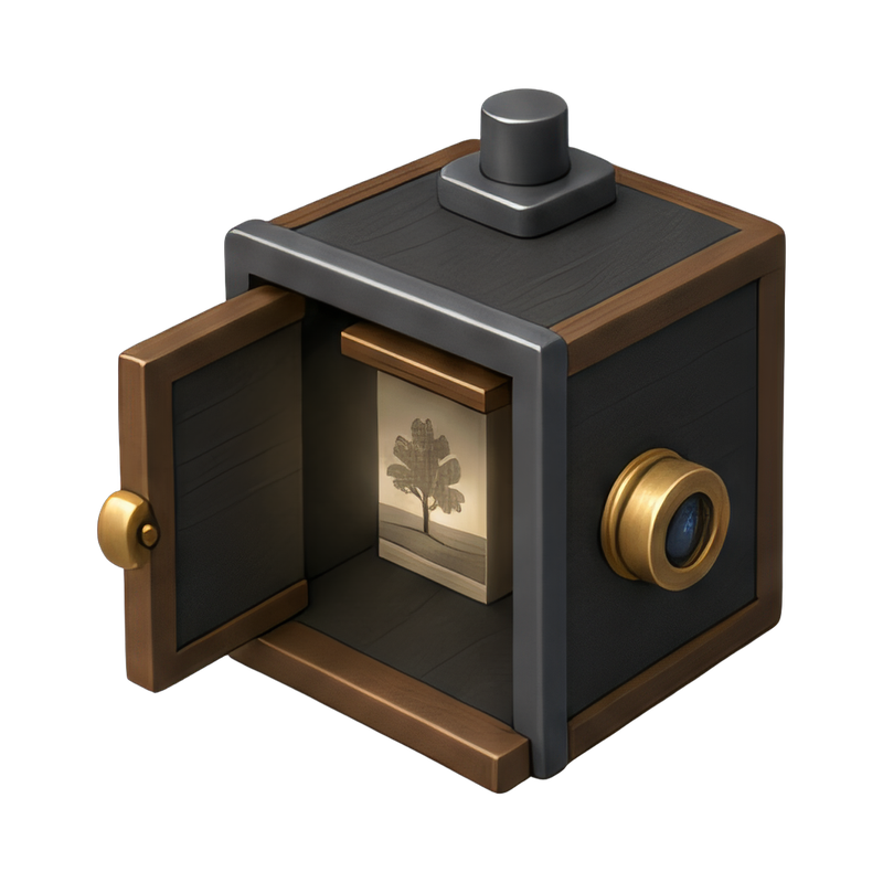 vintage camera obscura box