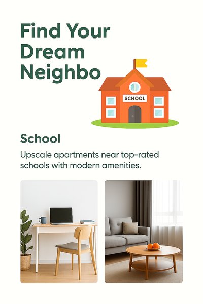 Promotional Graphic for Upscale Apartment Listings Near Schools