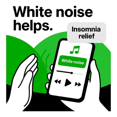 Promotional Graphic for White Noise App Focused on Insomnia Relief