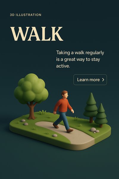 3D Scene of a Person Walking in a Natural Environment