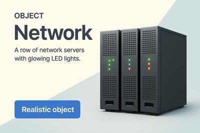Sleek Modern Network Servers with LED Lights
