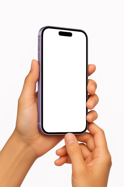 Smartphone with Blank Screen Held in Hands