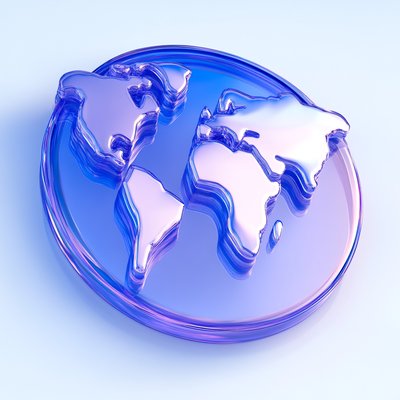 Stylized 3D Globe Icon with Gradient Colors