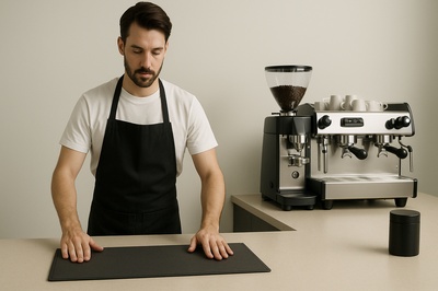 Modern Barista Preparing a Minimalist Workspace
