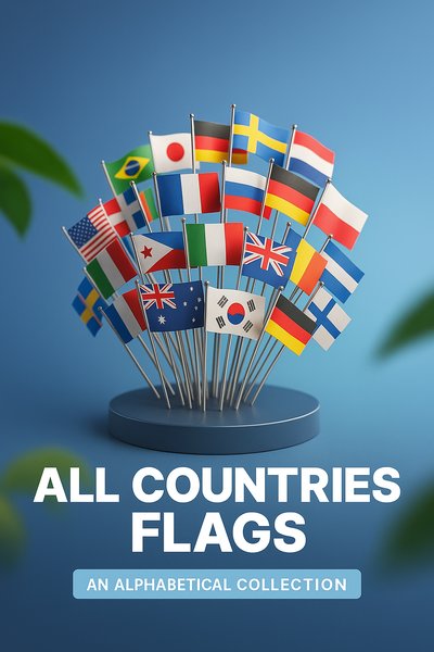 3D Illustration of All Countries Flags Collection