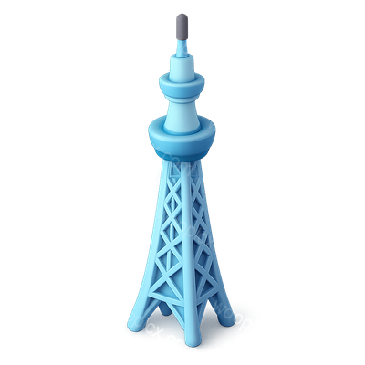 Stylized 3D Icon of Tokyo Skytree Tower