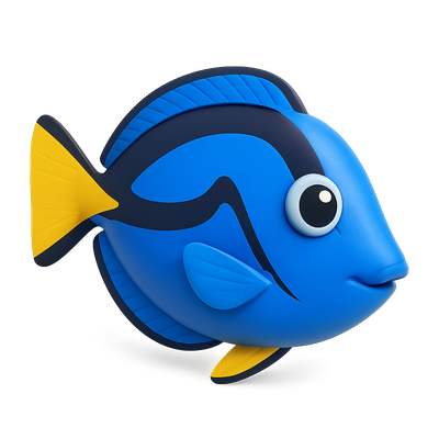 3D Tang Icon: Blue Surgeon Fish Design