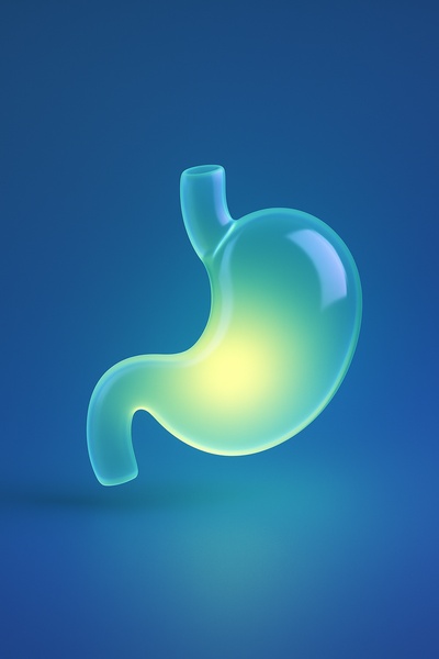 Realistic 3D Stomach Icon with Soft Glow Effects