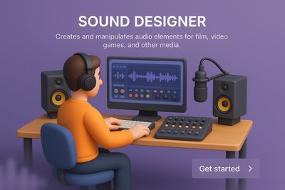 Detailed 3D Illustration of a Sound Designer at Work