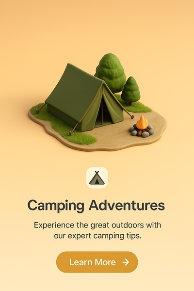 Realistic 3D Camping Scene with Tent and Fire