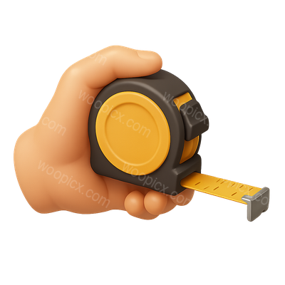 3D Tape Measure Icon in Hand with Isometric View