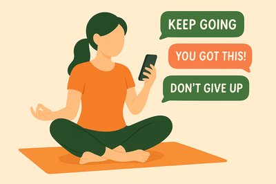 Motivational Wellness Illustration Featuring a Meditating Figure