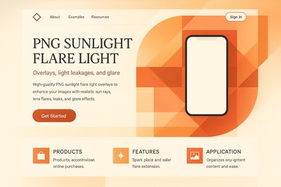 Landing Page Design with Sunlight Flare Elements