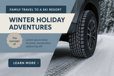SUV Tire on Snowy Road: Family Travel Adventure