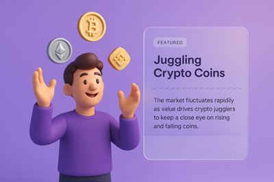 3D Illustration of a Person Juggling Crypto Coins