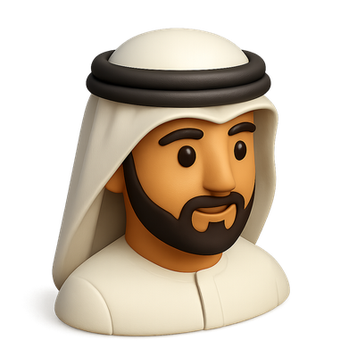 Stylized 3D Icon of an Emirate Prince in Isometric View