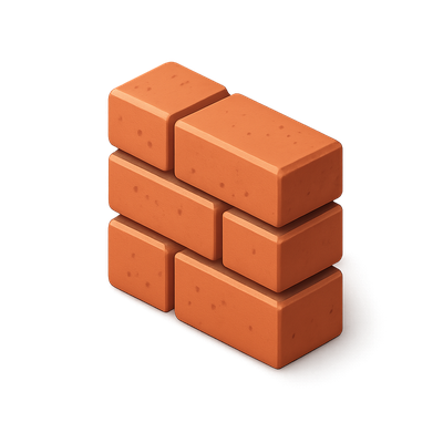 3D Brick Wall Icon in Isometric View