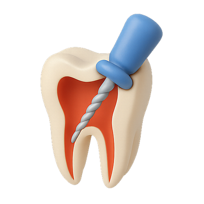 3D Tooth Model with Dental Drill Illustration