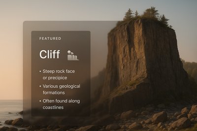 Illustrated Concept Page Featuring Cliff with Informative Blocks