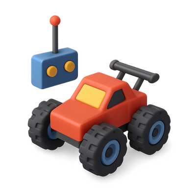 Colorful 3D RC Car Icon with Controller Design
