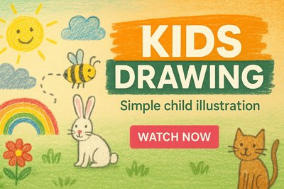 Playful Kids Drawing Illustration with Bright Colors