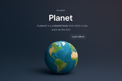 Detailed 3D Scene of a Small Planet with Text Elements