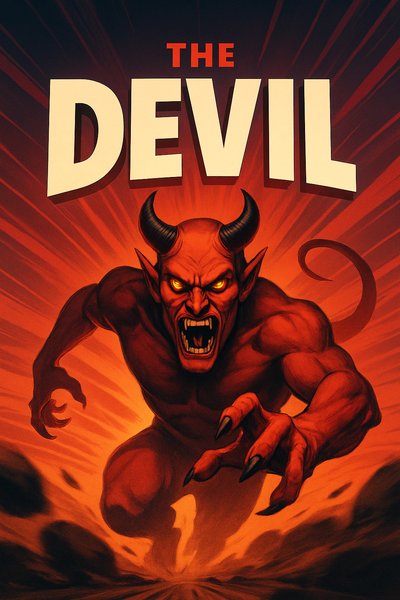 Dramatic Illustration of The Devil in Bold Design