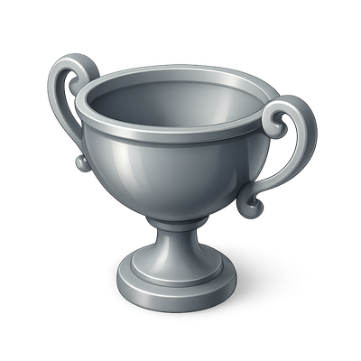 Stylish 3D Silver Trophy Icon for Awards and Achievements