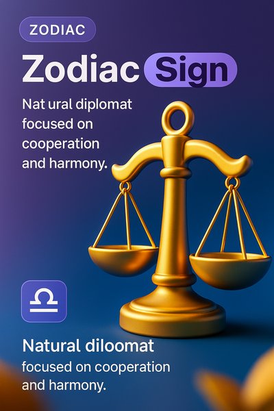 3D Illustration of Zodiac Sign with Scales Symbolizing Harmony