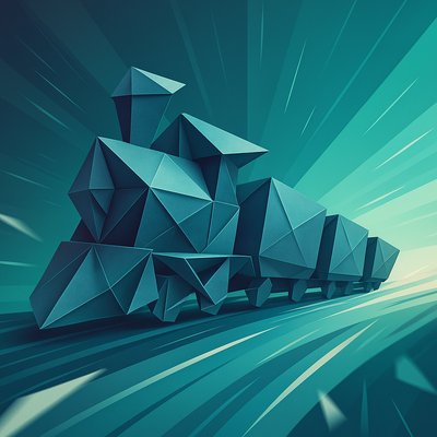 Dynamic Origami Train of Emotions in Vibrant Colors