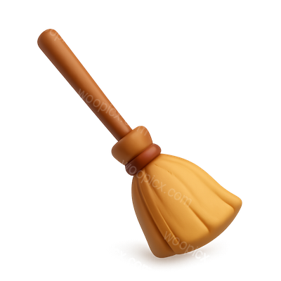 Stylish 3D Broomstick Icon with Volumetric Design
