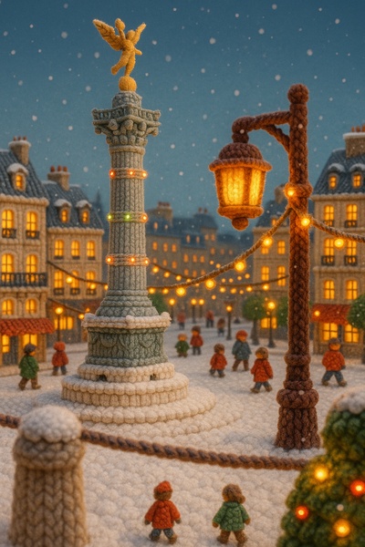Festive Woolen Bastille Scene in Paris