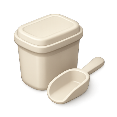 Stylish 3D Container Icon with Scoop in Isometric View
