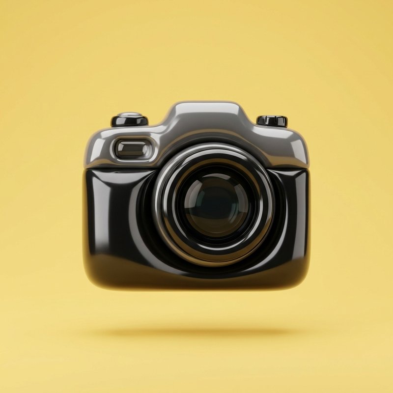 modern camera on wooden table
