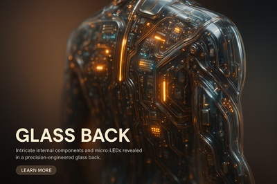 Hyperrealistic 3D Glass Mechanism with Glowing LEDs and Circuitry