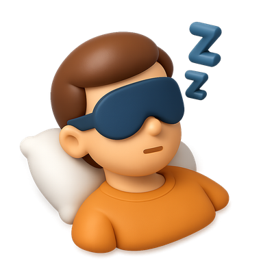 3D Sleeping Mask Icon with Person in Relaxed Pose
