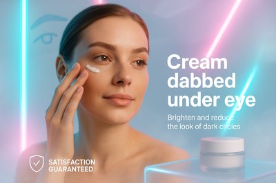 Skincare Promotional Image Featuring Under Eye Cream