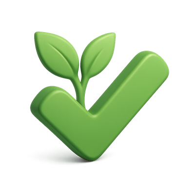 Leafy Checkmark Icon in 3D Design