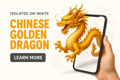 Vibrant Chinese Golden Dragon Emerging from Smartphone