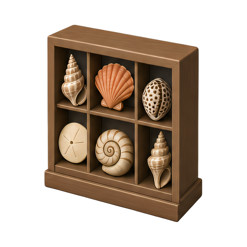 shell collection cabinet display