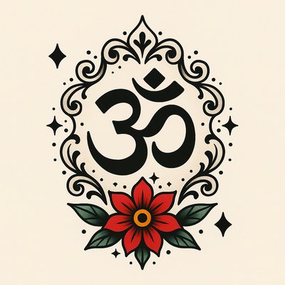 Artistic Representation of Om Symbol with Floral Elements