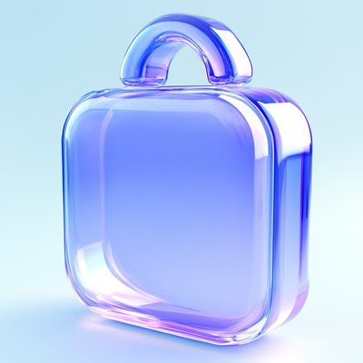 Stylized 3D Glass Lock Design with Gradient Colors