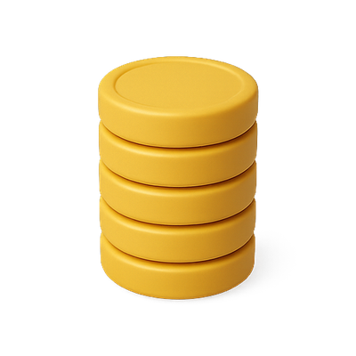 Stack of Round Yellow Discs on Black Background
